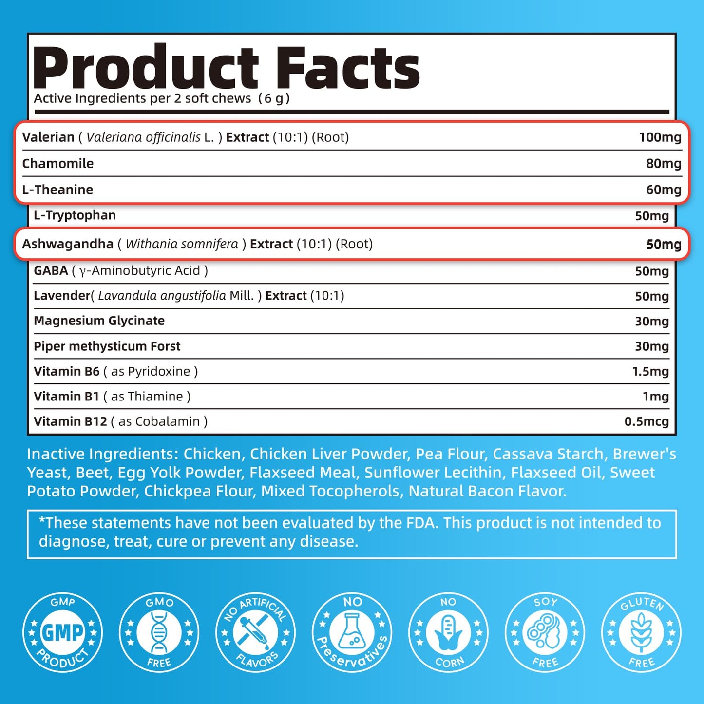 Calming Chews for Dogs – Calming Treats for Anxiety, Stress, Separation, Travel&Thunder, Relaxation & Focus Support with L-Theanine, Valerian Root, Chamomile & Ashwagandha, Bacon Flavor, 90Ct
