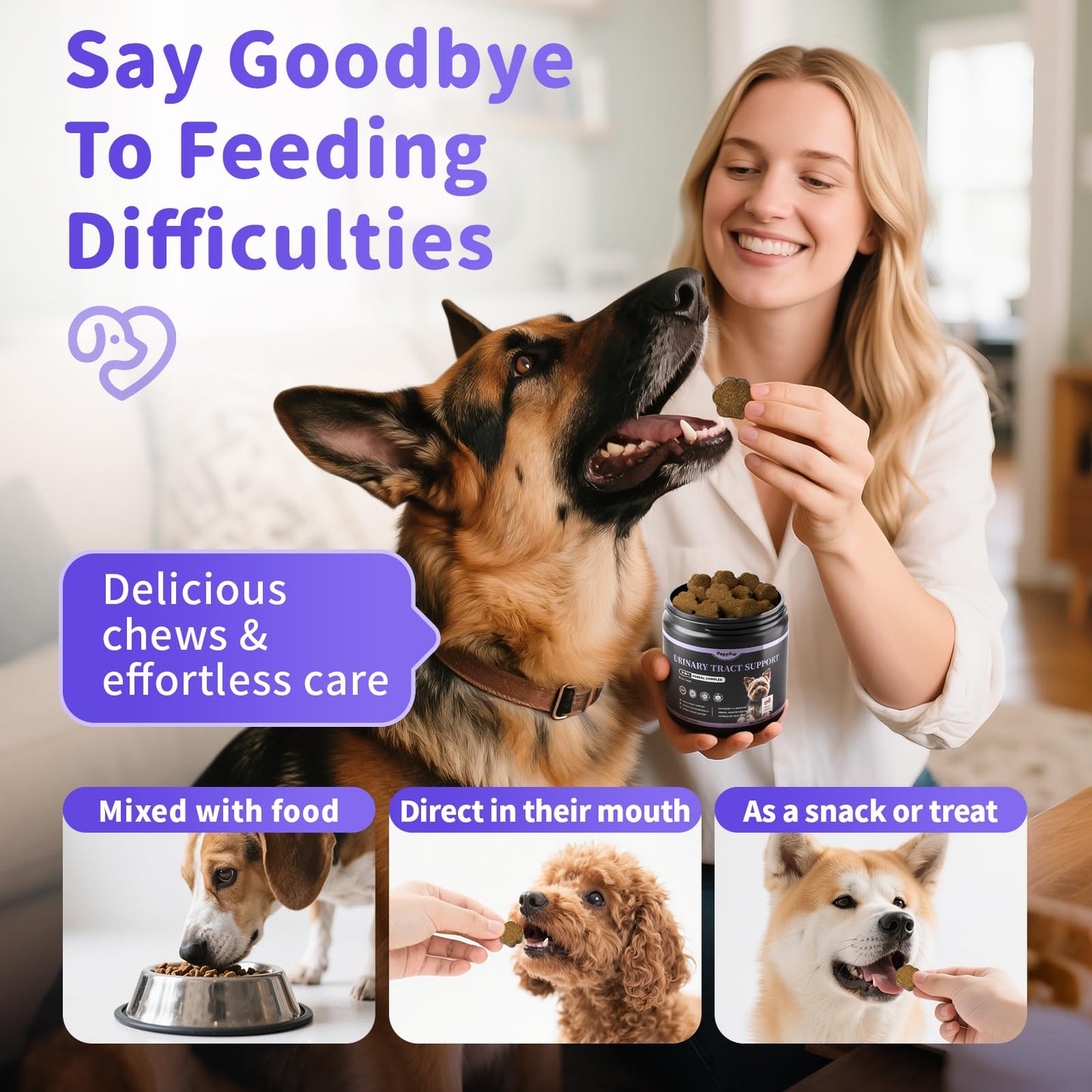 Cranberry Supplement for Dog UTI Treatment - Bladder Control - Urinary Tract Health + D-Mannose for Bladder Stones, Incontinence & Kidney & Immune Support - Bacon Flavor - 90 Count Soft Chews