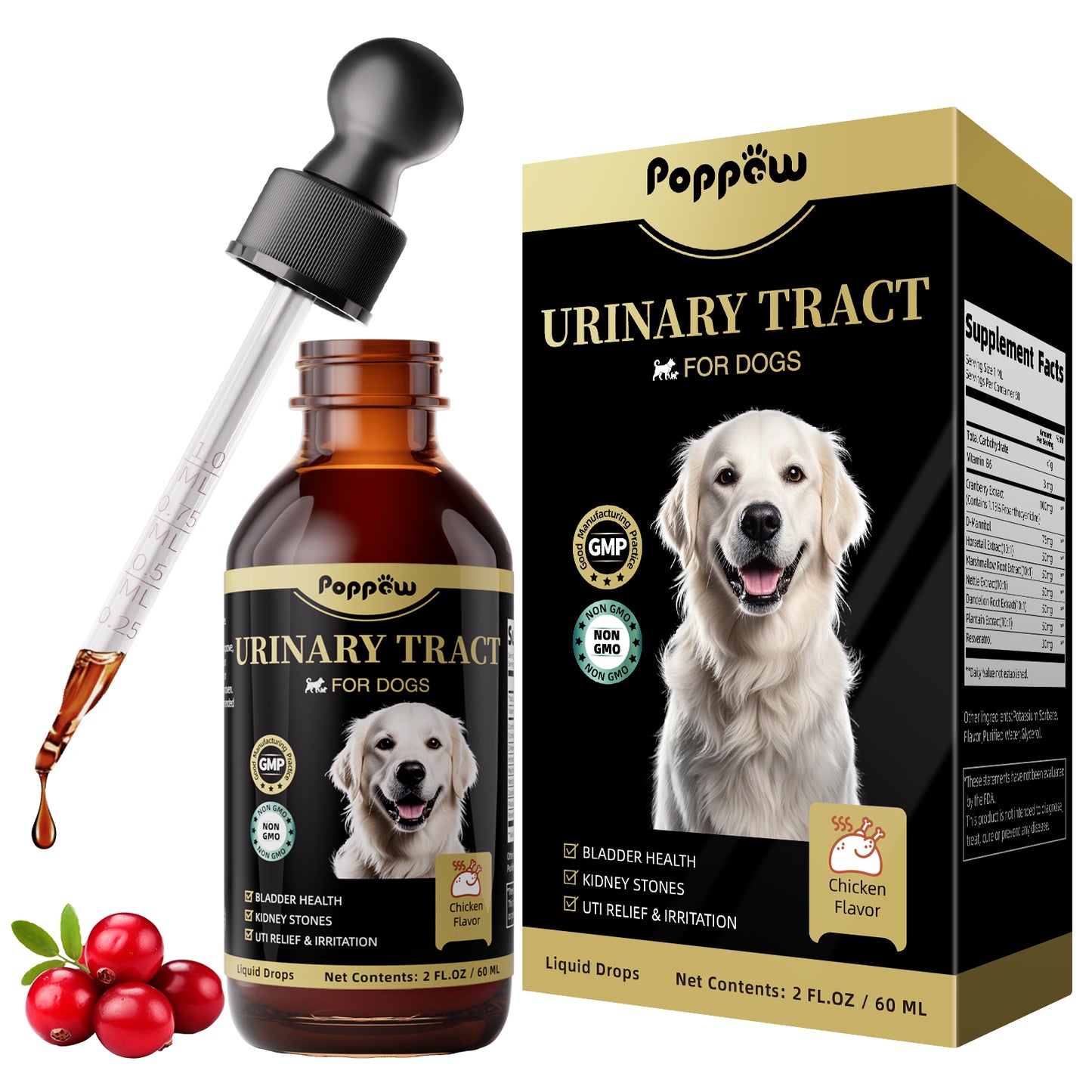 Urinary Tract Support Liquid Supplement For Dogs Chicken Flavor 60ml