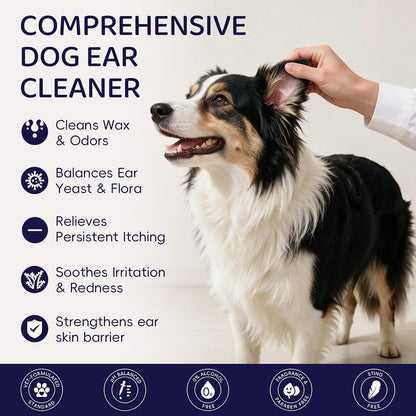 Dog Ear Cleaner, Natural Ear Drops for Dogs 60-Day Servings