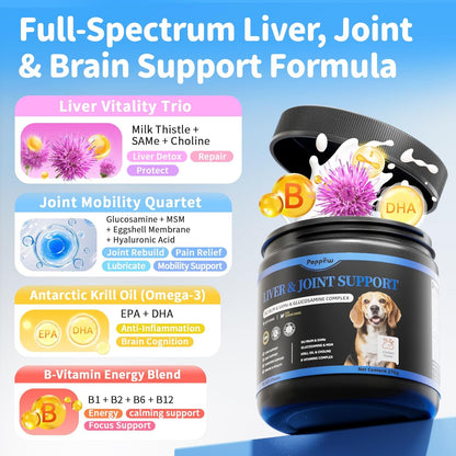 Senior Dog Liver & Joint Supplement – Same, Milk Thistle (Silybin), Glucosamine, MSM for Liver Health Detox, Mobility, Joint Pain Relief, Cognitive & Vitality Support, Chicken Flavor, 90Ct
