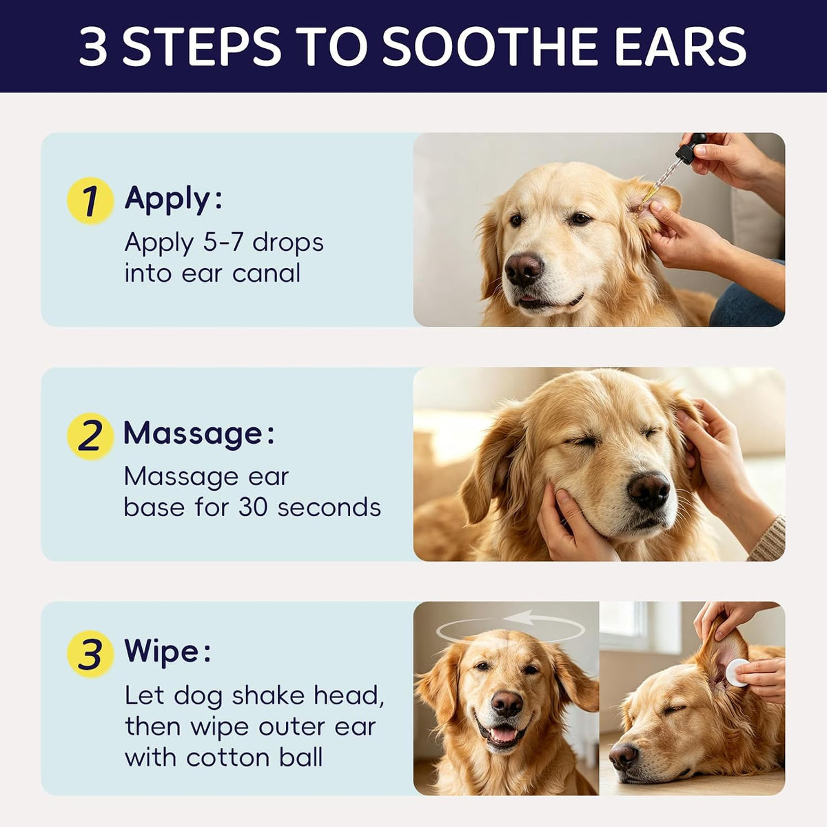Dog Ear Cleaner, Natural Ear Drops for Dogs 60-Day Servings