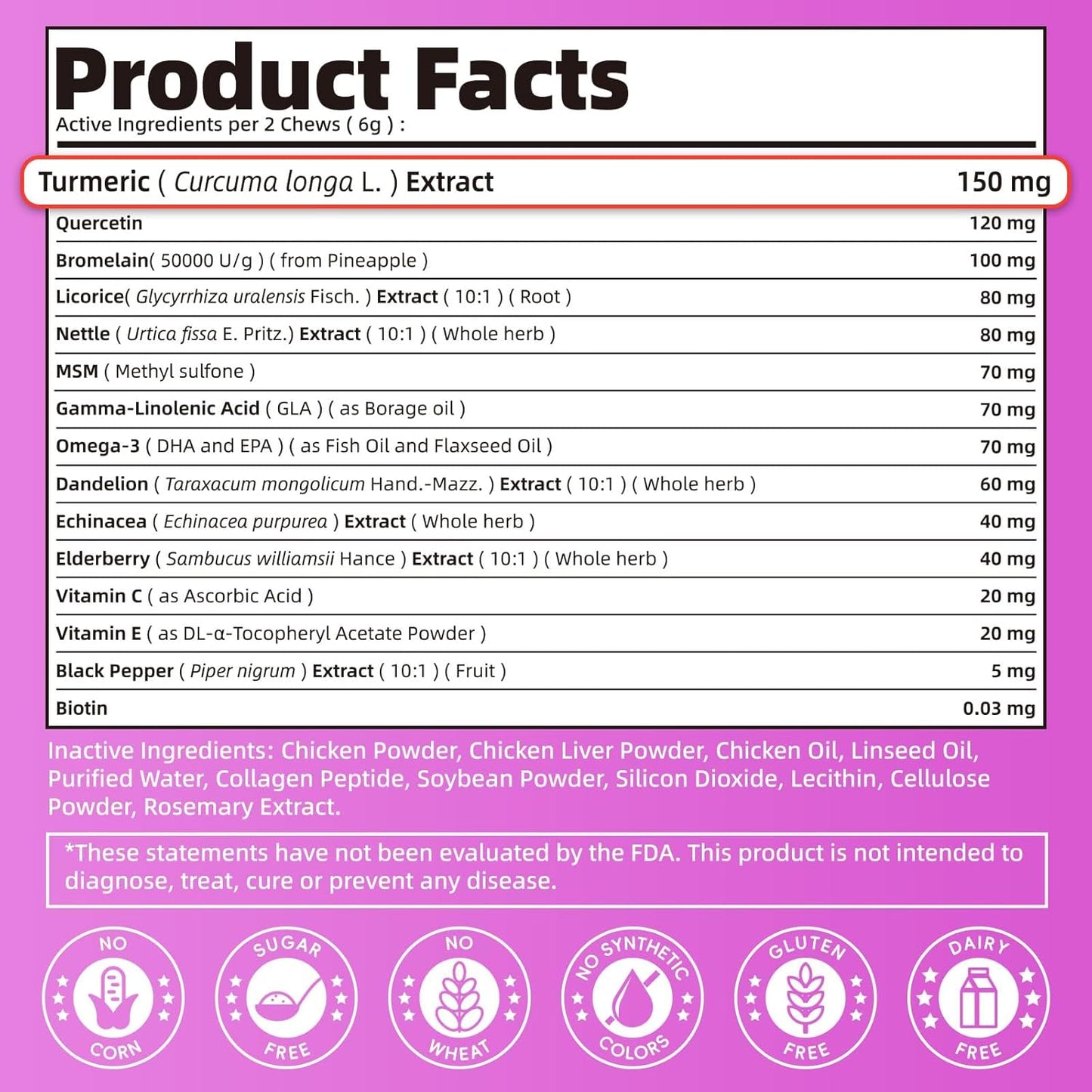 Itch Relief for Dogs - Turmeric Supplements for Itching Skin Comfort & Coat Health & Seasonal Allergy Care, Immune Support Supplement with Omega-3 Fish Oil, Biotin - Chicken Flavor - 90 Count