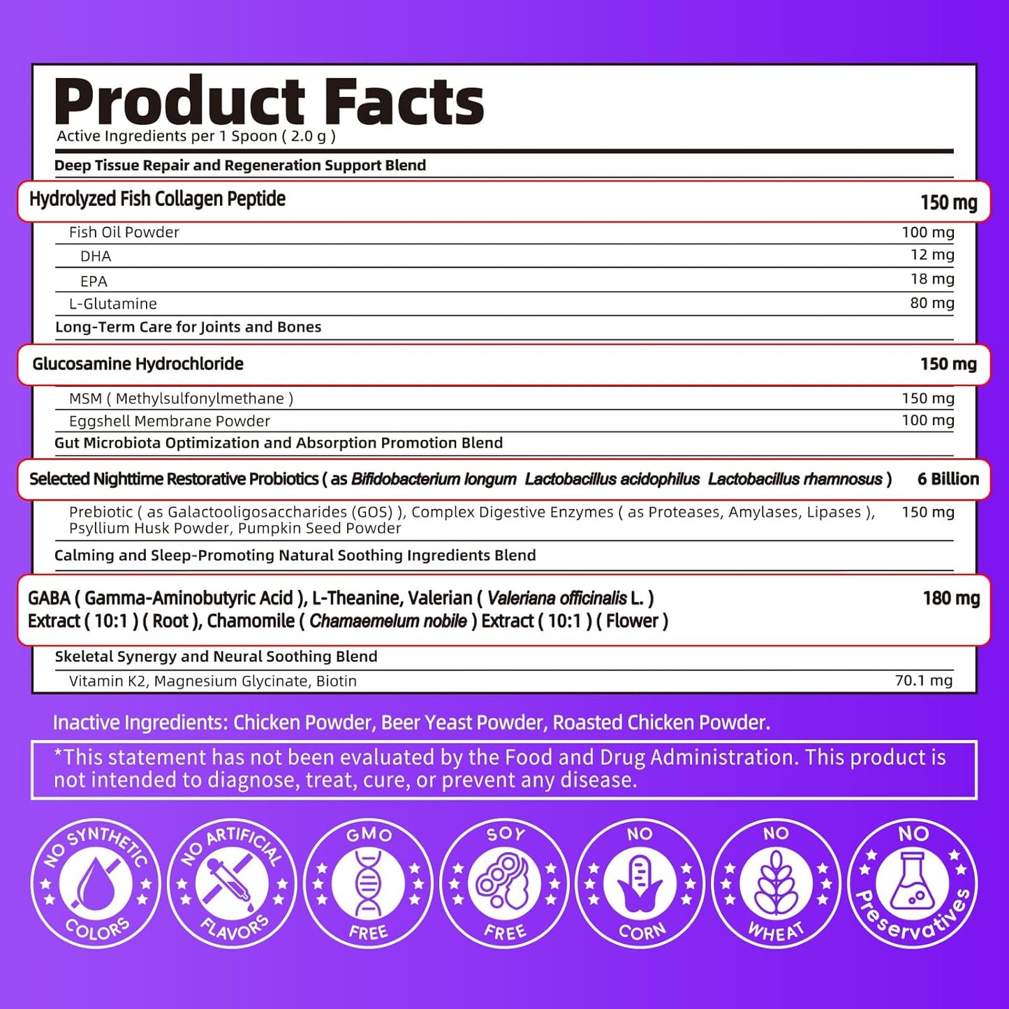 Dog Vitamins and Supplements for Nighttime Repair | Dog Multivitamin Powder - Chicken Flavor