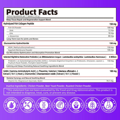Dog Vitamins and Supplements for Nighttime Repair | Dog Multivitamin Powder - Chicken Flavor