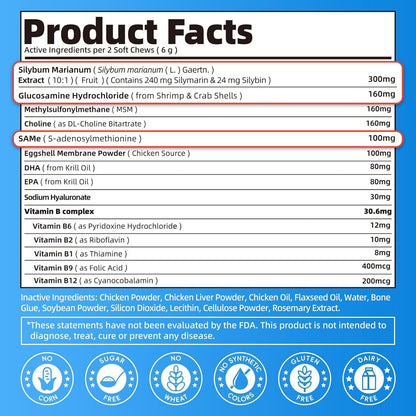 Senior Dog Liver & Joint Supplement – Same, Milk Thistle (Silybin), Glucosamine, MSM for Liver Health Detox, Mobility, Joint Pain Relief, Cognitive & Vitality Support, Chicken Flavor, 90Ct