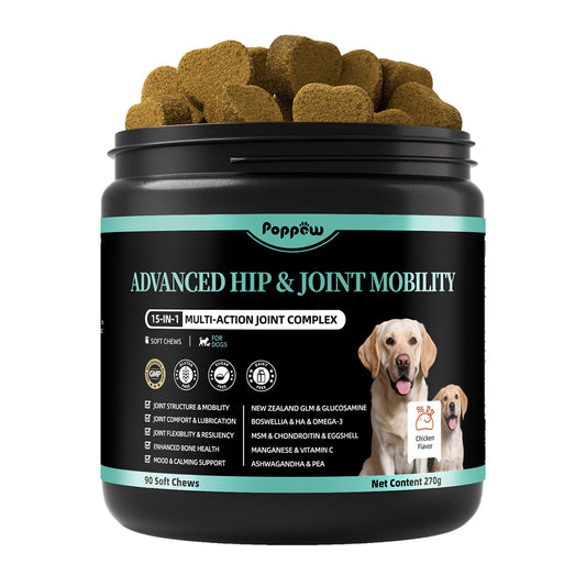 Advanced Dog Joint Supplement – 15-in-1 Glucosamine for Dogs with Chondroitin, MSM & Green Lipped Mussel – Hip & Joint Pain Relief Mobility Chews, Chicken Flavor, 90Ct Breeds