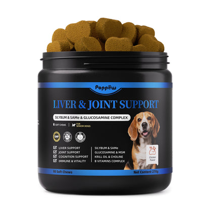 Senior Dog Liver & Joint Supplement – Same, Milk Thistle (Silybin), Glucosamine, MSM for Liver Health Detox, Mobility, Joint Pain Relief, Cognitive & Vitality Support, Chicken Flavor, 90Ct