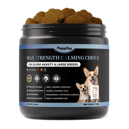 Calming Chews for Dogs - Advanced Calming Treats for Dogs Anxiety, Stress, Separation, & Thunder, Relaxation with Ashwagandha & L-Theanine, Non-Drowsy Alternative to Melatonin, Chicken Flavor, 45Ct