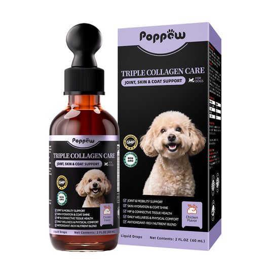 Collagen for Dogs - 12-in-1 Liquid Collagen for Skin & Coat Support, Hip & Joint with Types I, II & III Drops, Hyaluronic Acid, Green-Lipped Mussel - Chicken Flavor, 4 FL Oz