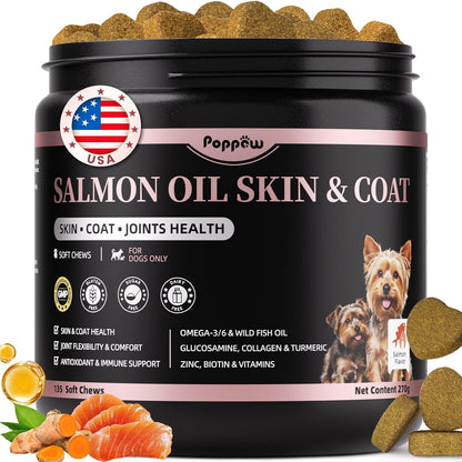 Salmon Oil for Dogs Skin & Coat, 13 in 1 Wild Alaskan Fish Oil for Dogs