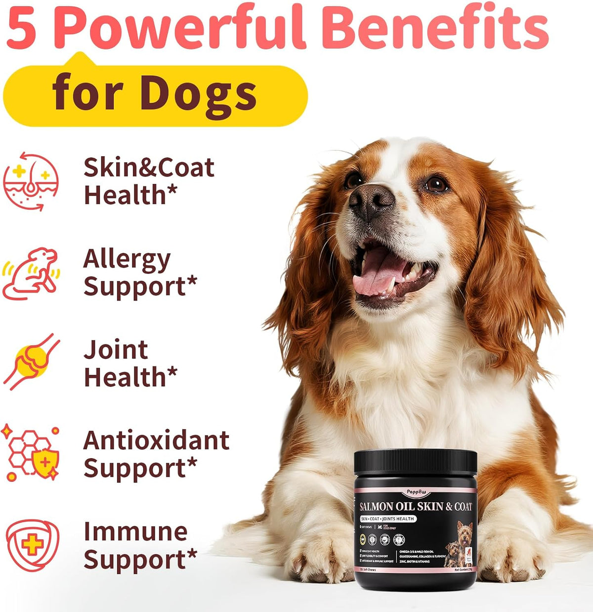 Salmon Oil for Dogs Skin & Coat, 13 in 1 Wild Alaskan Fish Oil for Dogs