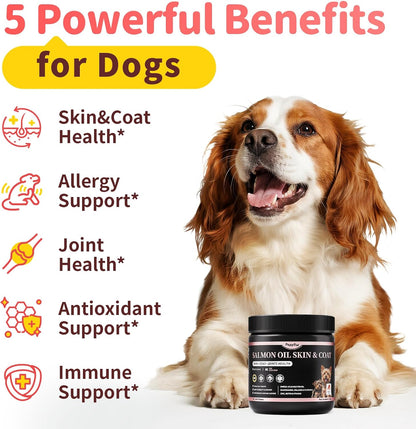 Salmon Oil for Dogs Skin & Coat, 13 in 1 Wild Alaskan Fish Oil for Dogs