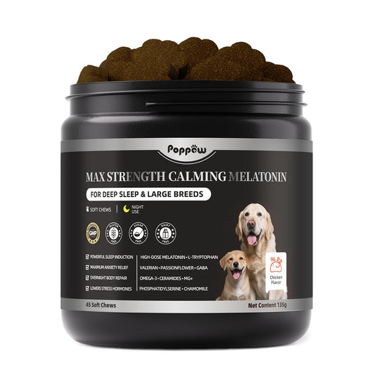 Melatonin for Dogs - Advanced Dog Calming Chews for Restful Sleep & Emotional Support, Calming Treats for Dogs Stress Anxiety Support - Separation, Thunder, Fireworks, Chicken Flavor