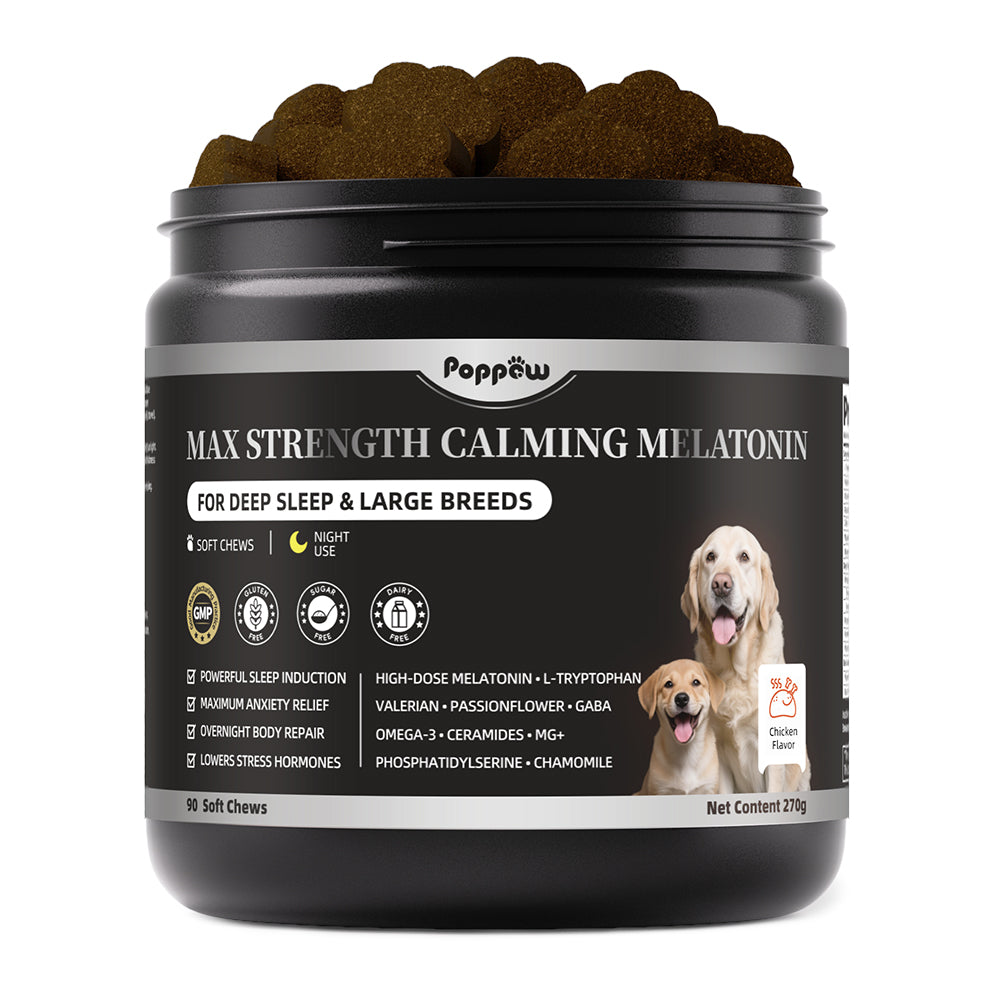 Melatonin for Dogs - Advanced Dog Calming Chews for Restful Sleep & Emotional Support, Calming Treats for Dogs Stress Anxiety Support - Separation, Thunder, Fireworks, Chicken Flavor