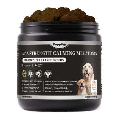 Melatonin for Dogs - Advanced Dog Calming Chews for Restful Sleep & Emotional Support, Calming Treats for Dogs Stress Anxiety Support - Separation, Thunder, Fireworks, Chicken Flavor