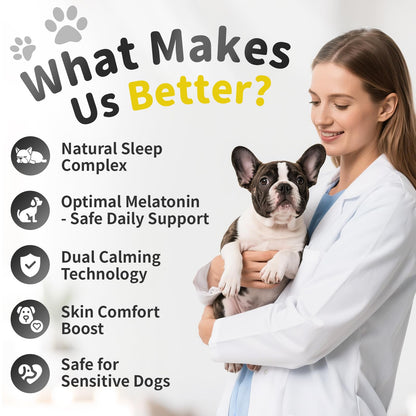 Melatonin for Dogs, Calming Chews with Valerian Root & L-Theanine for Sleep Aid & Emotional Support, Calming Treats for Stress Anxiety Relief, Thunder, Fireworks, Barking, Chicken Flavor, 90Ct