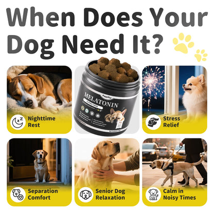 Melatonin for Dogs, Calming Chews with Valerian Root & L-Theanine for Sleep Aid & Emotional Support, Calming Treats for Stress Anxiety Relief, Thunder, Fireworks, Barking, Chicken Flavor, 90Ct