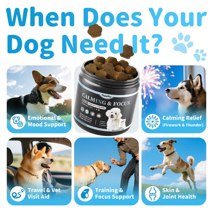 Calming Chews for Dogs – Calming Treats for Anxiety, Stress, Separation, Travel&Thunder, Relaxation & Focus Support with L-Theanine, Valerian Root, Chamomile & Ashwagandha, Bacon Flavor, 90Ct